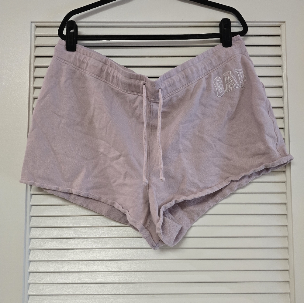 GAP - (Plus-Size) Light Pink & White Casual Loungewear Drawstring Shorts